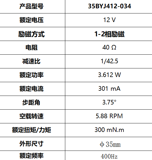 35BYJ412-034 醫(yī)療器械 步進(jìn)減速電機(jī)(圖3)